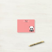 Monogram Cute Panda Roze Gepersonaliseerde Naam Post-it® Notes (Op bureau)