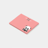 Monogram Cute Panda Roze Gepersonaliseerde Naam Post-it® Notes (Schuin)