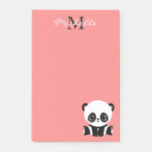 Monogram Cute Panda Roze Gepersonaliseerde Naam Post-it® Notes (Voorkant)