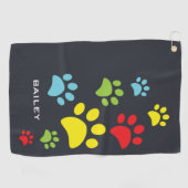 Monogram Cute Paw Prins Golfhanddoek (Horizontaal)