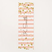 Monogram Cute Pink and White Stripes Confetti Yogamat (Voorkant)
