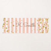 Monogram Cute Pink and White Stripes Confetti Yogamat (Voorkant (horizontaal))
