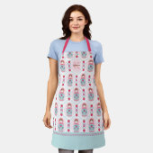Monogram Cute Pink Matryoshka Pattern Apron Schort (Gedragen)