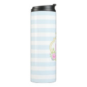 Monogram Cute Pink Roses Blueberry Thermal Tumbler Thermosbeker (Gedraaid links)