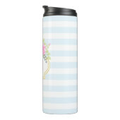 Monogram Cute Pink Roses Blueberry Thermal Tumbler Thermosbeker (Geroteerd rechts)