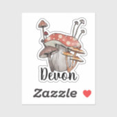 Monogram Cute Red Mushroom - Naam sticker toevoege (Vel)