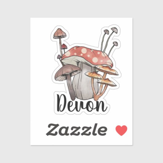 Monogram Cute Red Mushroom - Naam sticker toevoege (Vel)