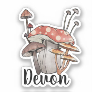 Monogram Cute Red Mushroom - Naam sticker toevoege