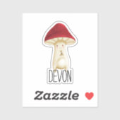 Monogram Cute Red Mushroom - Naam toevoegen Sticker (Vel)