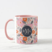 Monogram | Cute Retro Floral Pattern Mok (Links)