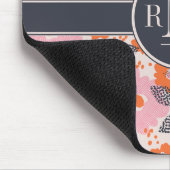 Monogram | Cute Retro Floral Pattern Muismat (Hoek)