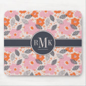 Monogram | Cute Retro Floral Pattern Muismat (Voorkant)