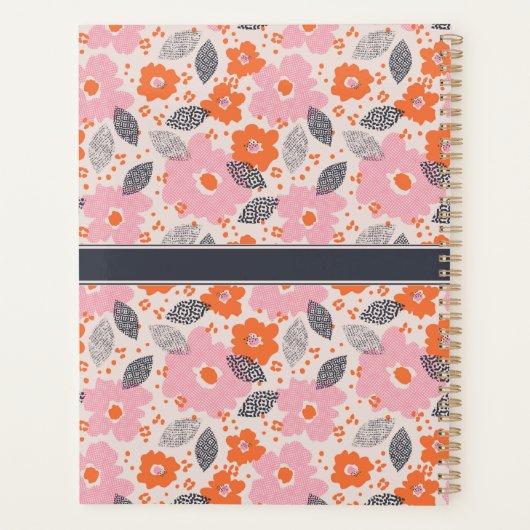Monogram | Cute Retro Floral Pattern Planner (Achterkant)