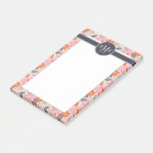 Monogram | Cute Retro Floral Pattern Post-it® Notes (Schuin)