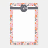 Monogram | Cute Retro Floral Pattern Post-it® Notes (Voorkant)