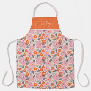 Monogram   Cute Retro Floral Pattern Schort