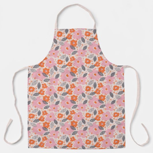 Monogram | Cute Retro Floral Pattern Schort (Voorkant)