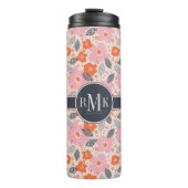 Monogram | Cute Retro Floral Pattern Thermosbeker (Voorkant)