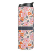 Monogram | Cute Retro Floral Pattern Thermosbeker (Gedraaid links)