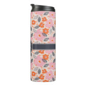 Monogram | Cute Retro Floral Pattern Thermosbeker (Geroteerd rechts)