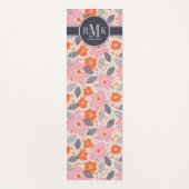 Monogram | Cute Retro Floral Pattern Yogamat (Voorkant)