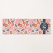 Monogram | Cute Retro Floral Pattern Yogamat (Voorkant (horizontaal))