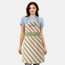 Monogram  Cute retro kleuren Stripes Green Schort