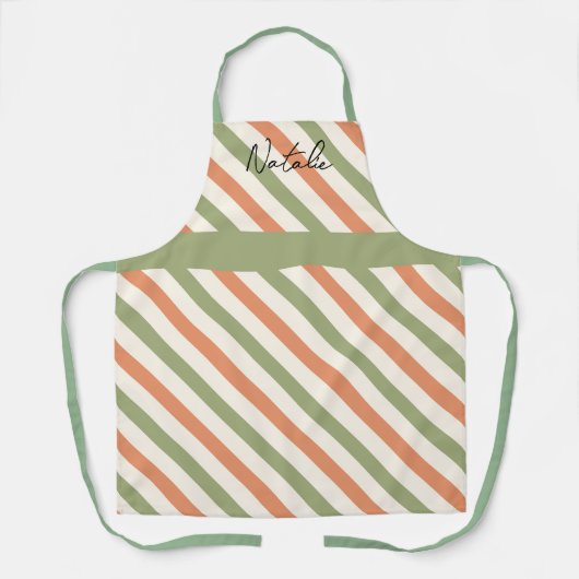Monogram  Cute retro kleuren Stripes Green Schort (Voorkant)