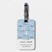 Monogram Cute Sailboat Patroon 1 Bagagelabel (Achterkant verticaal)