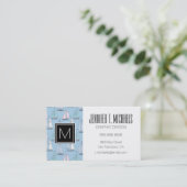 Monogram Cute Sailboat Patroon 1 Visitekaartje (Staand voorkant)
