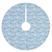 Monogram Cute Sailboat Patroon Kerstboom Rok (Voorkant)