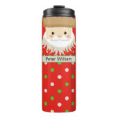 Monogram Cute Santa Celebring Kerstmis Thermosbeker (Voorkant)