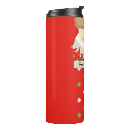 Monogram Cute Santa Celebring Kerstmis Thermosbeker (Gedraaid links)