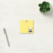 Monogram Cute Sitting Panda Gepersonaliseerd Geel Post-it® Notes (Kantoor)
