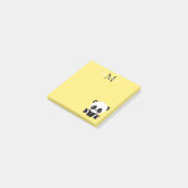 Monogram Cute Sitting Panda Gepersonaliseerd Geel Post-it® Notes (Schuin)