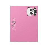 Monogram Cute Sitting Panda Gepersonaliseerd Roze Notitieblok (Linkerzijde)