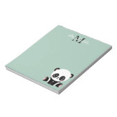 Monogram Cute Sitting Panda Personalized Sage Notitieblok (Linkerzijde)