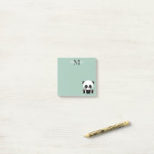 Monogram Cute Sitting Panda Personalized Sage Post-it® Notes (Op bureau)