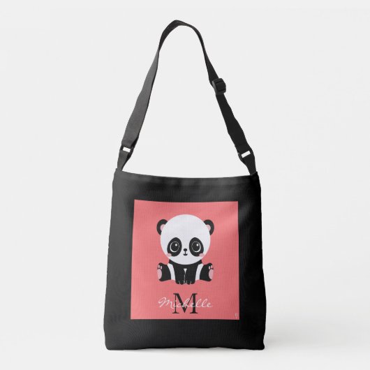 Monogram Cute Sitting Panda Personeelszalm Crossbody Tas (Achterkant)