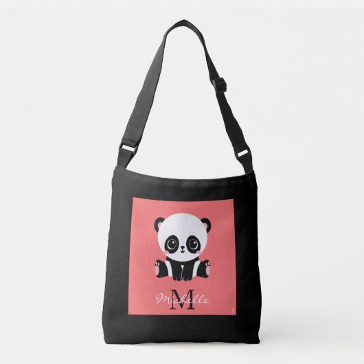 Monogram Cute Sitting Panda Personeelszalm Crossbody Tas (Voorkant)