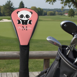 Monogram Cute Sitting Panda Personeelszalm Golfheadcover