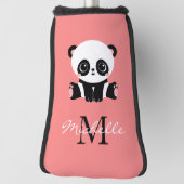 Monogram Cute Sitting Panda Personeelszalm Golfheadcover (Draai 90)