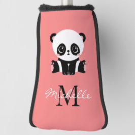 Monogram Cute Sitting Panda Personeelszalm Golfheadcover
