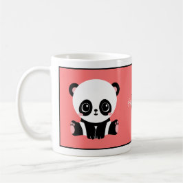 Monogram Cute Sitting Panda Personeelszalm Koffiemok