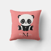 Monogram Cute Sitting Panda Personeelszalm Kussen (Achterkant)