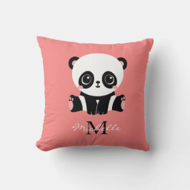 Monogram Cute Sitting Panda Personeelszalm Kussen