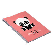 Monogram Cute Sitting Panda Personeelszalm Notitieboek (Rechterzijde)