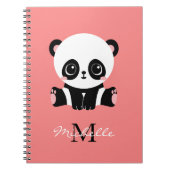 Monogram Cute Sitting Panda Personeelszalm Notitieboek (Voorkant)
