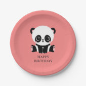Monogram Cute Sitting Panda Personeelszalm Papieren Bordje (Voorkant)