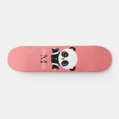 Monogram Cute Sitting Panda Personeelszalm Persoonlijk Skateboard (Horizontaal)